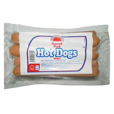 Danish Pork Hot Dogs 500gms